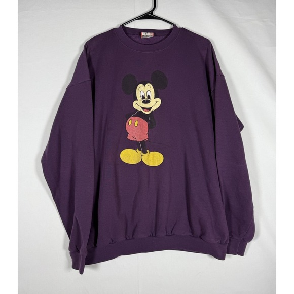 Vintage 90s Mickey Mouse Disney Designs Sweatshirt Large / XL Purple Crewneck - Picture 1 of 6
